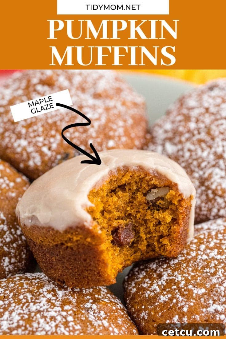 close-up of a pumpkin muffin with maple glaze and walnuts, perfect for pinning