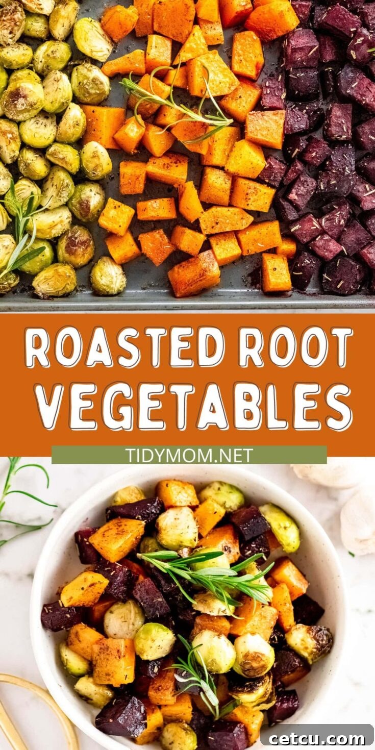 A large, vibrant image of roasted fall vegetables, perfect for sharing on Pinterest.