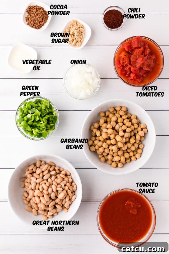 Smoky Vegetarian Chili ingredients