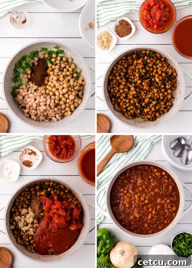 how to make Smoky Vegetarian Chili photo collage