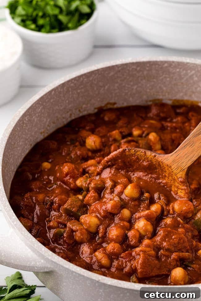 large pot of chili