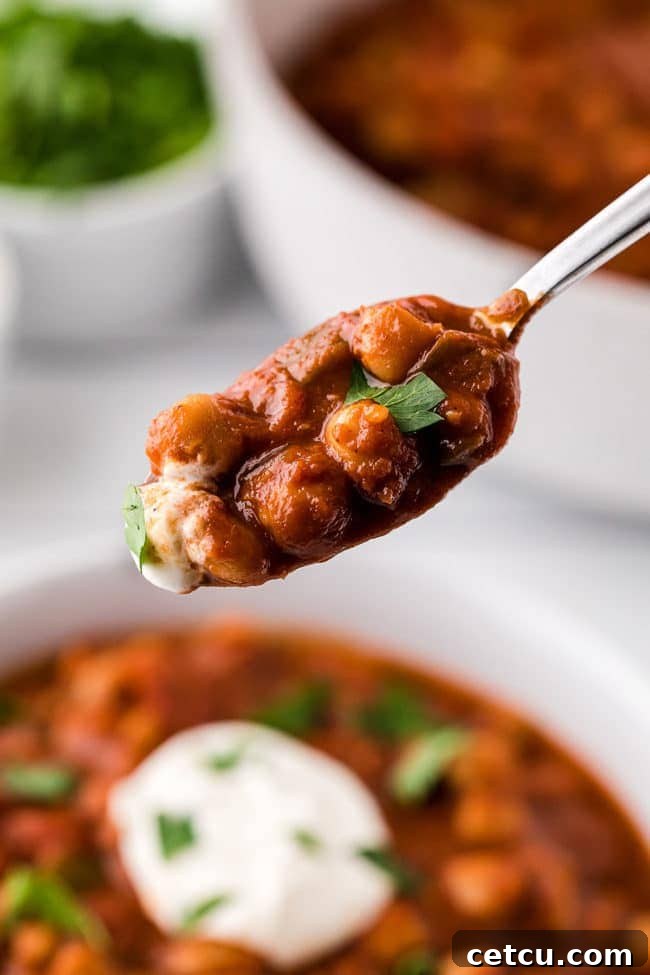 spoon full of Smoky Vegetarian Chili