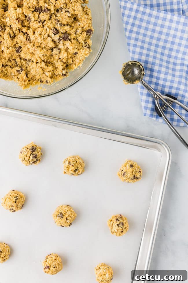 fourth step in making ranger cookies, showing the final dough with oats, rice cereal, and chocolate chips stirred in.
