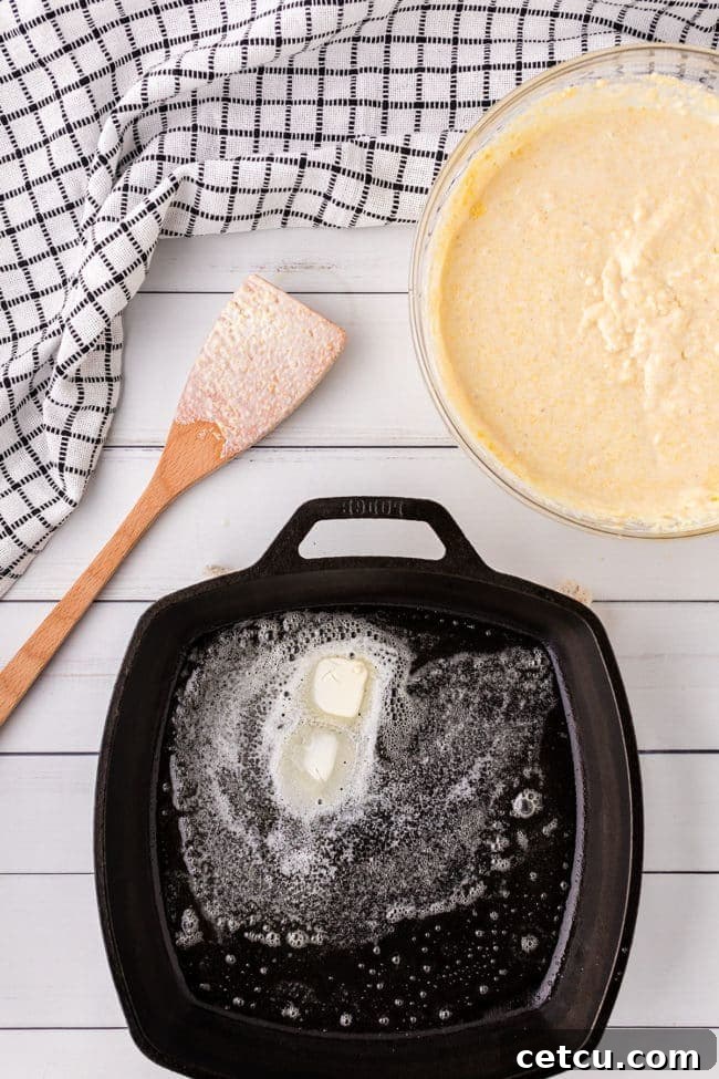 Step 4: Resting the cornbread batter before baking to ensure optimal texture.