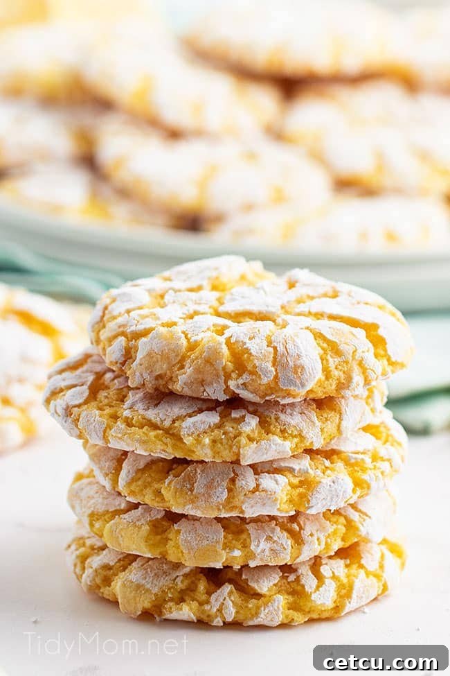 A stack of five perfectly baked lemon cool whip cookies