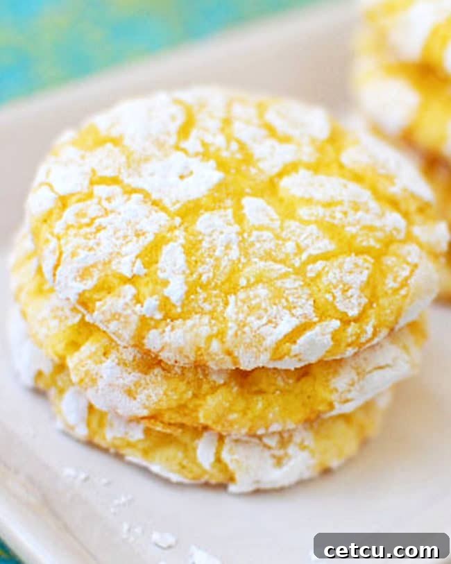 Close-up of lemon cool whip cookies, showing their crinkled tops
