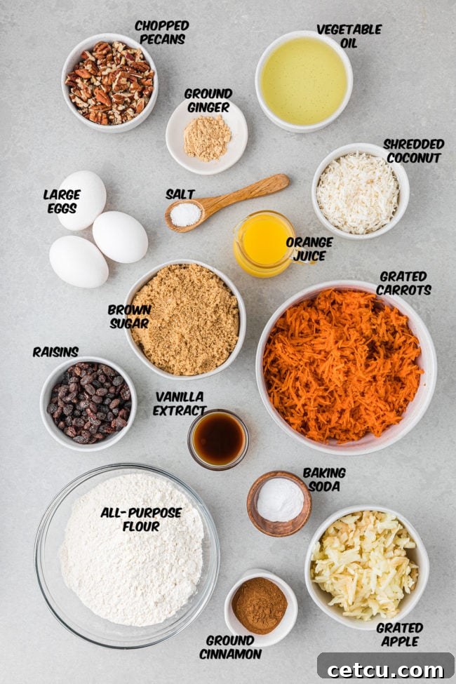 ingredients for morning glory muffins