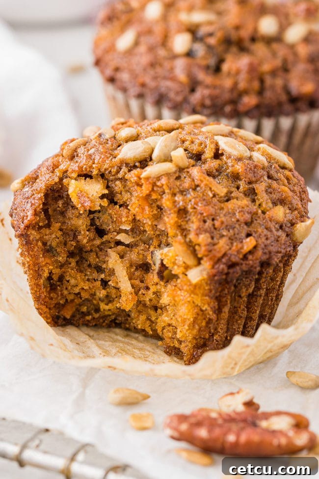 bite missing from muffin and a whole muffin sitting behind it.