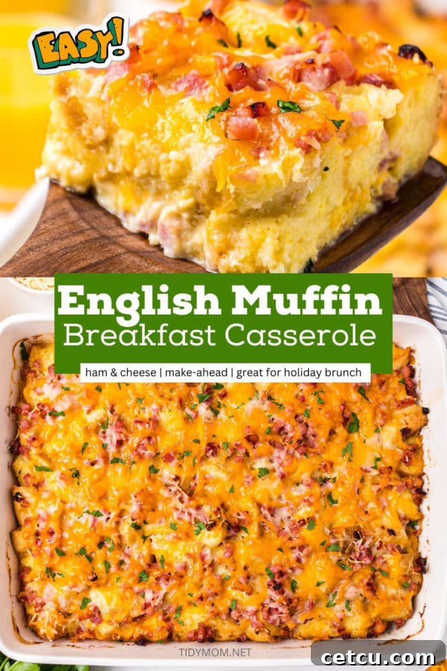 A second vertical pin-friendly image for the English Muffin Breakfast Casserole, showcasing its appeal for social media sharing.