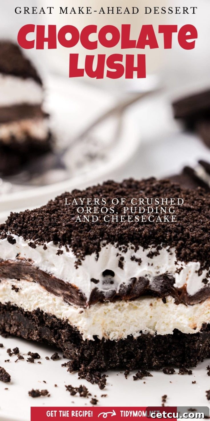 No-Bake Oreo Delight, a delicious layered chocolate lush dessert