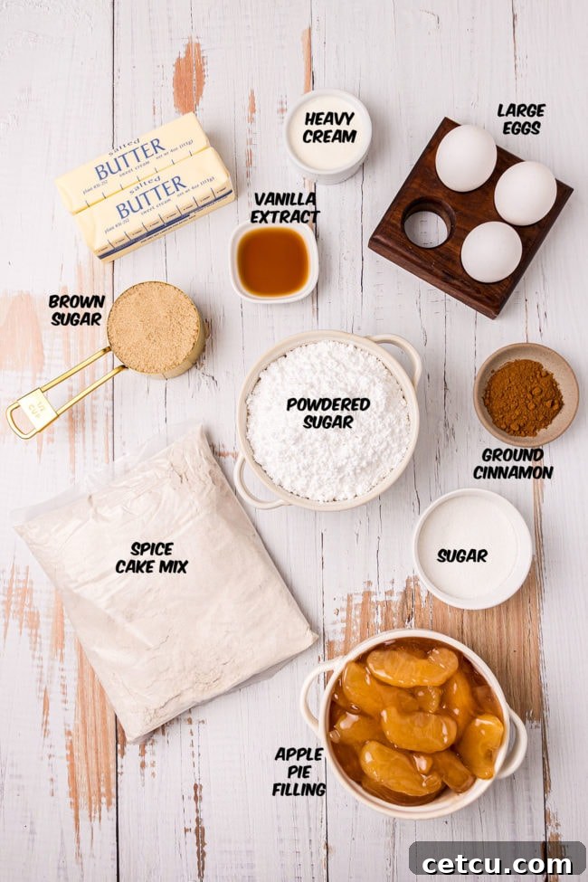 apple cake ingredients on a counter
