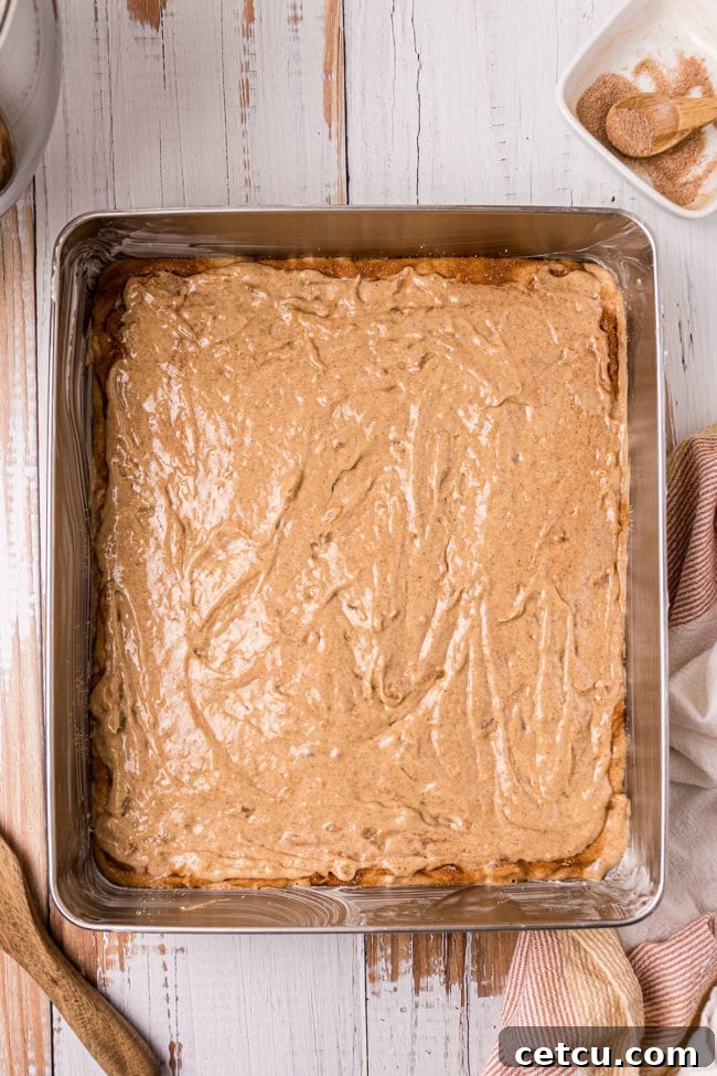 cake batter in a cake pan