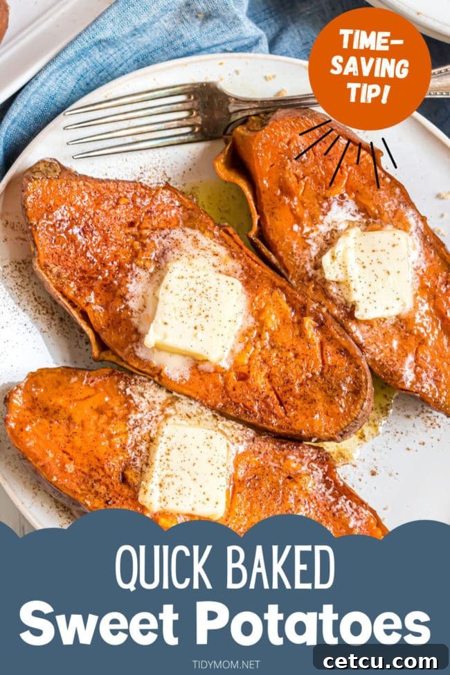 quick baked sweet potatoes on a plate
