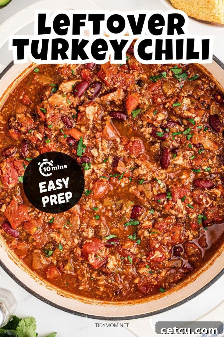Pinterest pin for Leftover Turkey Chili