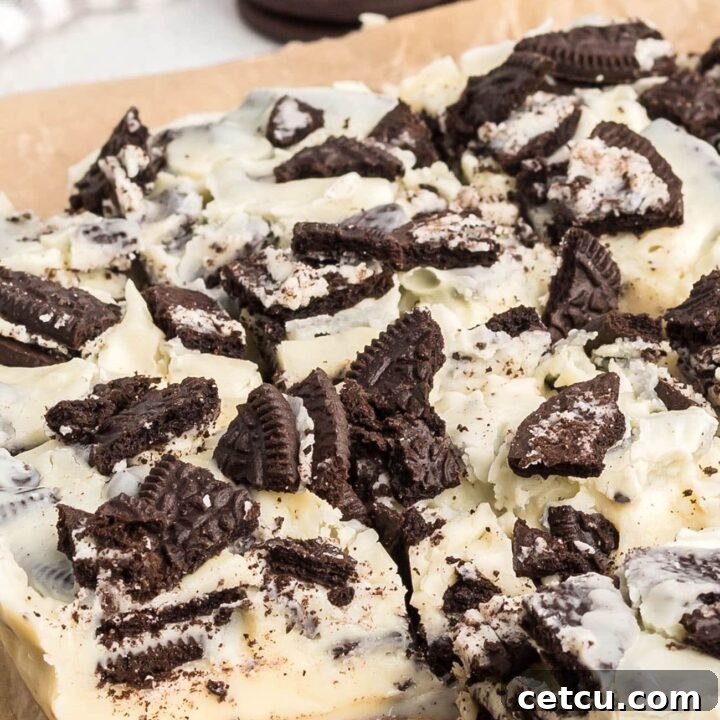 Oreo fudge cut into servings