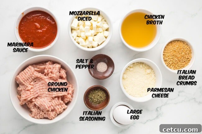 ingredients for making chicken parmesan meatballs