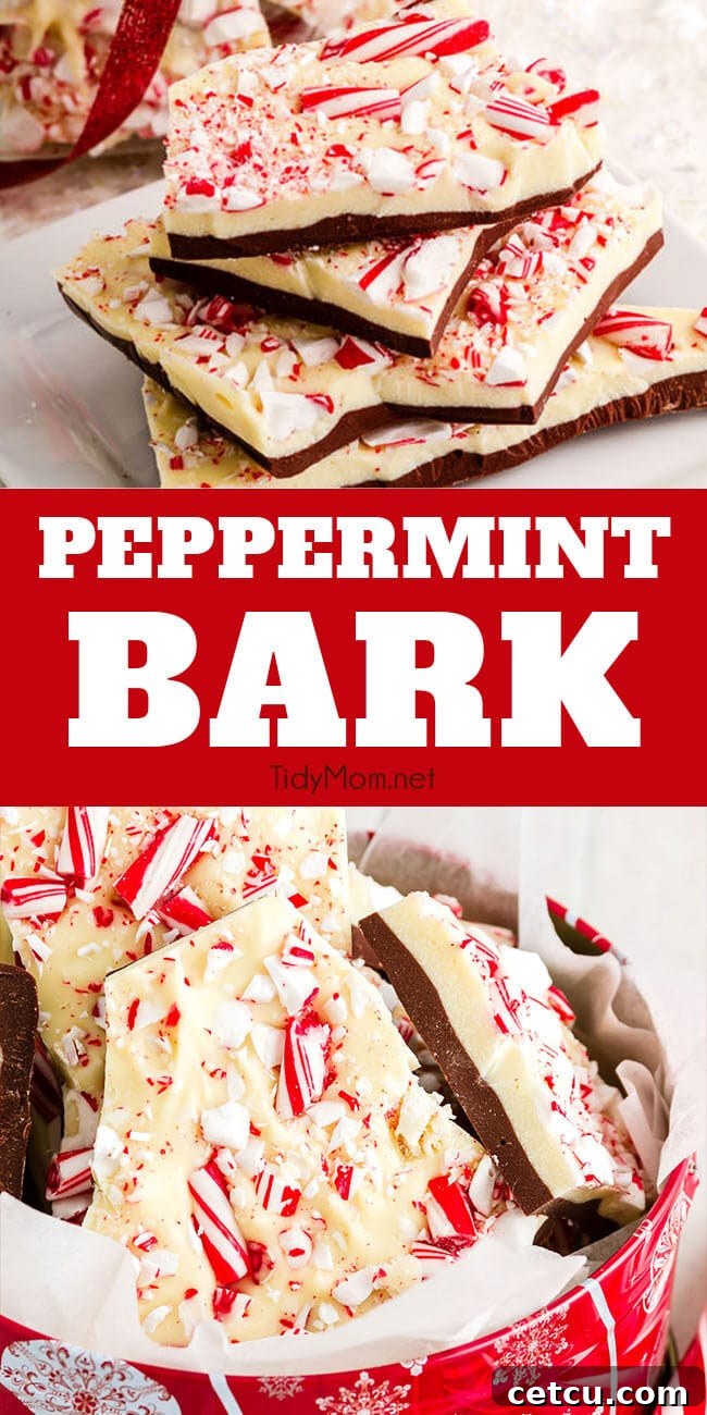 Perfect Peppermint Bark Made Simple 2 peppermint bark in a tin photo collage